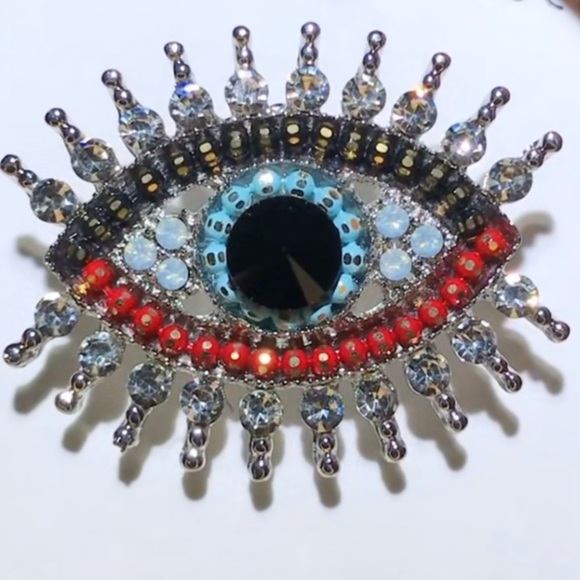 Betsey Johnson Talisman Eye Multicolor Brooch - Picture 1 of 7